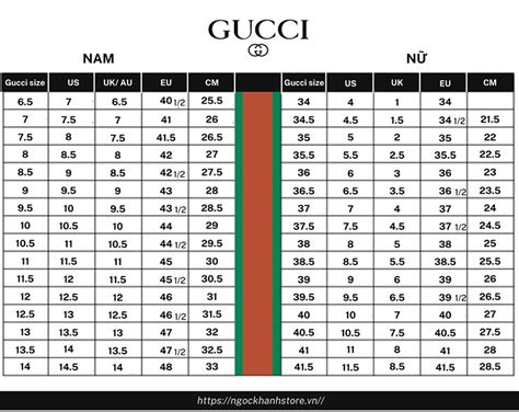 size giày gucci nam